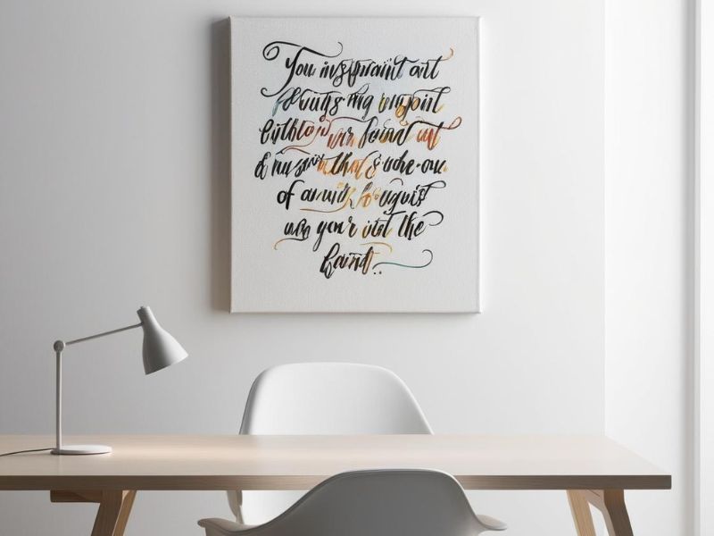 DIY wall art: inspirational hand-painted quote art with bold lettering on a white canvas