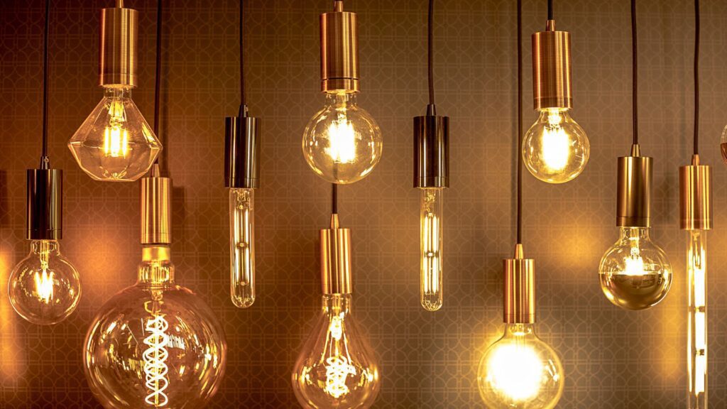 DIY lighting: a collection of warm-toned Edison bulbs with unique shapes, creating a stylish and cozy ambiance